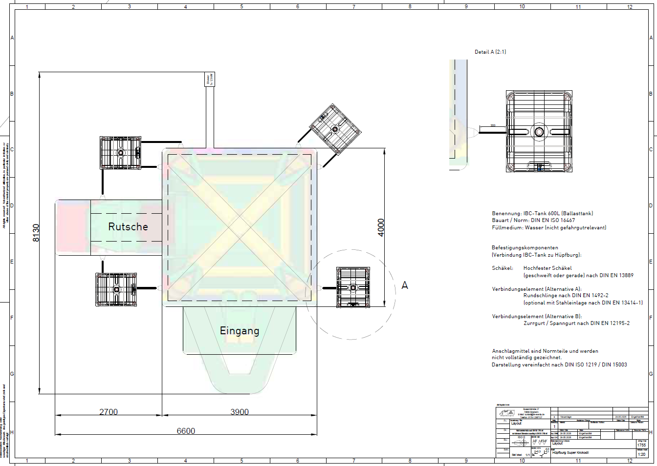 CAD-Plan als Beispiel für technische Dokumentation und Sicherheitsplanung